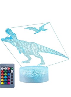 Multicolour 3D Dinosaur Night Light Decorative LED Bedside Desk Table Lamp 3D Illusion Light