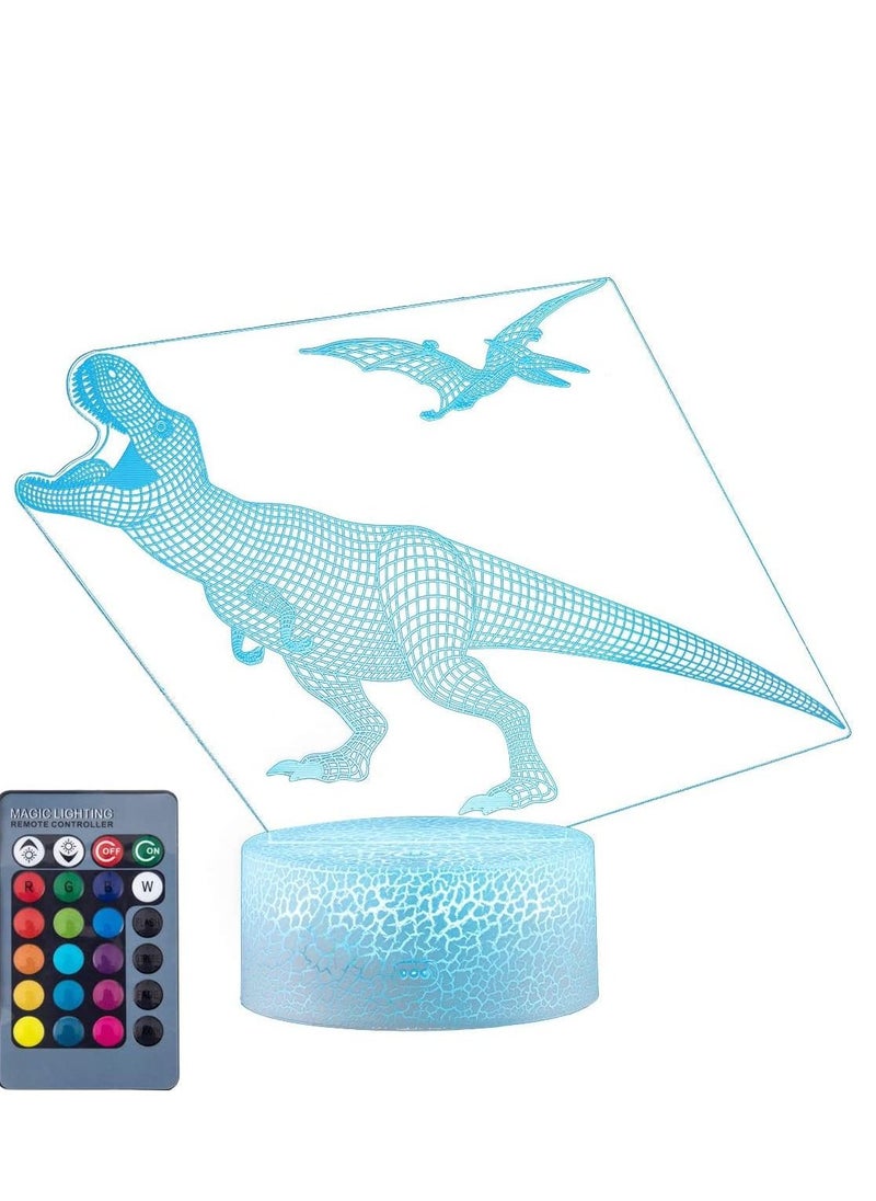 althiqahkey - Multicolour 3D Dinosaur Night Light Decorative LED Bedside Desk Table Lamp 3D Illusion Light - Image 1
