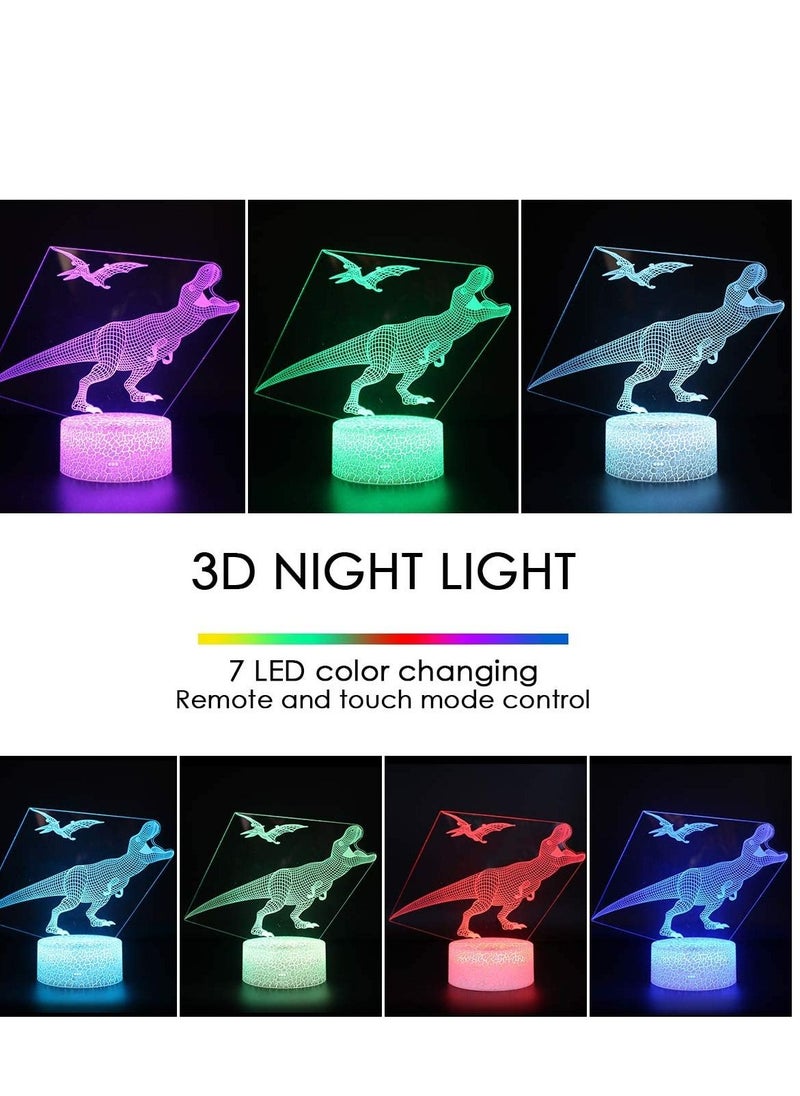 althiqahkey - Multicolour 3D Dinosaur Night Light Decorative LED Bedside Desk Table Lamp 3D Illusion Light - Image 1