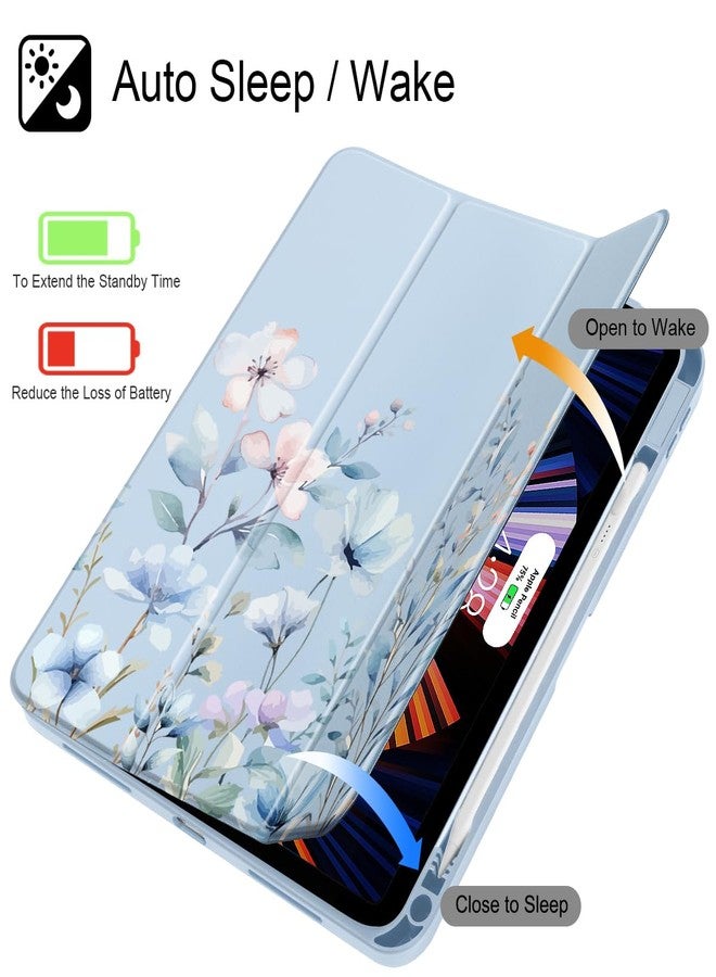 May Chen for iPad (A16) 11th Generation Case 11 Inch 2025, iPad 10th Gen Case 2022 10.9 inch, Built-in Pencil Holder with Shockproof Cover Clear Transparent Back Shell Auto Wake/Sleep, Wild Flowers - Image 3