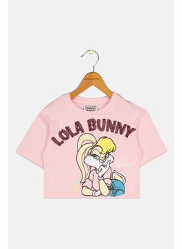 Looney Tunes Kids Girl Graphic Print Short Sleeves T-Shirt, Pink  - Image 1