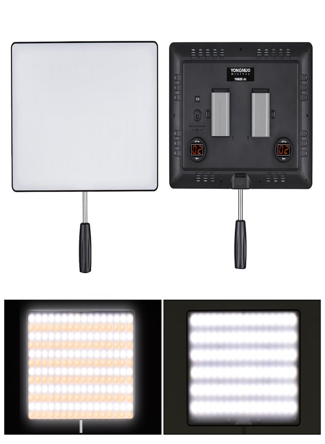 يونجنيو ضوء فيديو LED ثنائي اللون بدرجة حرارة 3200K-5500K من YONGNUO YN600 Air، ضوء تصوير فوتوغرافي بتصميم نحيف وخفيف، سطوع قابل للتعديل، مؤشر تجسيد اللون ≥95، إضاءة استوديو - Image 5