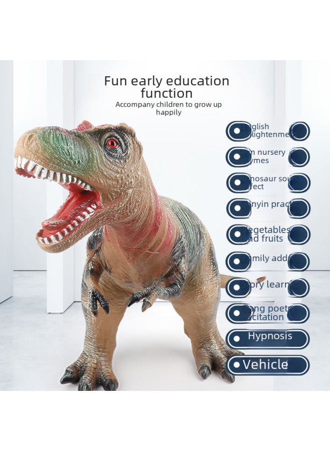 Large Size Simulation Soft Glue Dinosaur Toy Sounding Tyrannosaurus Rex Triceratops Animal Model Boys Children's Stall-Color:Green Single Dragon 50cm - Image 4