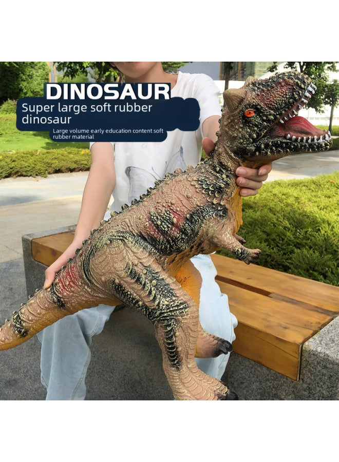 Large Size Simulation Soft Glue Dinosaur Toy Sounding Tyrannosaurus Rex Triceratops Animal Model Boys Children's Stall-Color:Green Single Dragon 50cm - Image 3
