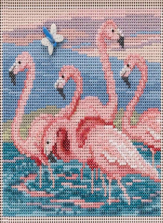 Mill Hill Flamingos Beaded Counted Cross Stitch Kit Mill Hill 2019 Buttons & Beads Spring MH141916 - Image 1
