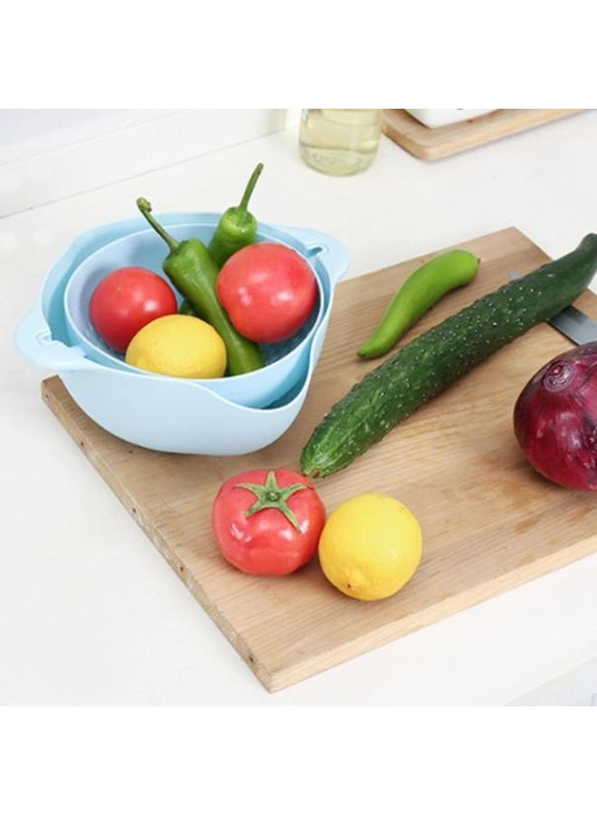 كيمايا طقم مصفاة ووعاء مطبخ ٢ في ١ | سلة مصفاة قابلة للفصل لغسل الفواكه والخضراوات بسهولة | وعاء غسيل ومصفاة بلاستيكي متين، أزرق - Image 5