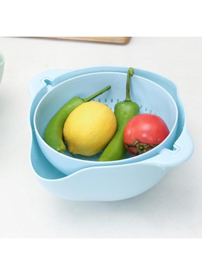 كيمايا طقم مصفاة ووعاء مطبخ ٢ في ١ | سلة مصفاة قابلة للفصل لغسل الفواكه والخضراوات بسهولة | وعاء غسيل ومصفاة بلاستيكي متين، أزرق - Image 2