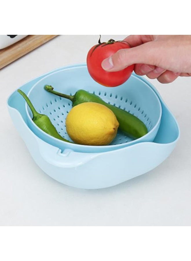 كيمايا طقم مصفاة ووعاء مطبخ ٢ في ١ | سلة مصفاة قابلة للفصل لغسل الفواكه والخضراوات بسهولة | وعاء غسيل ومصفاة بلاستيكي متين، أزرق - Image 4