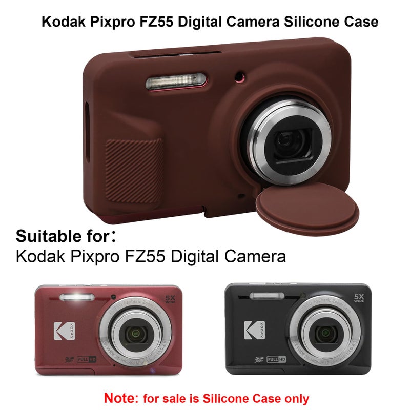 Elonbo Case for Kodak PIXPRO FZ55 Digital Camera, Kodak FZ55 Vlogging Camera Soft Silicone Case, Rubber Protective Cover, Anti-Scratch Skin Sleeve with Detachable Lens Cover, Coffee Color - Image 2