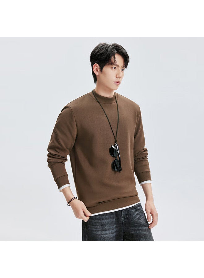 Septwolves Seven Wolves Men's Long Sleeve T-shirt Autumn Mid-high Collar Modal Antibacterial Fashion Youth Versatile White Tee Shirt Men - Image 1