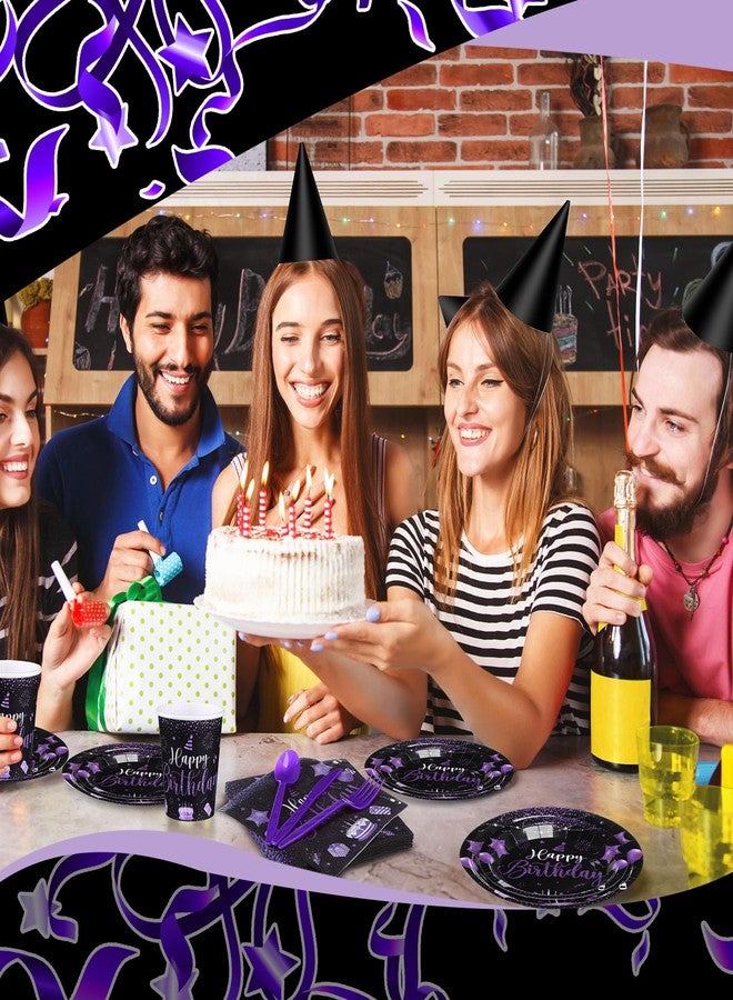 فيسيشي مجموعة فيسيتشي لمستلزمات حفلات أعياد الميلاد، 350 قطعة، تكفي لـ 50 شخصًا، للاستخدام مرة واحدة، أسود بنفسجي - Image 5