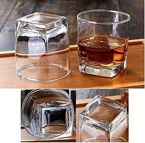Shivaaro Crystal Clear Small Square Juice Water Glasses Welcome Drink with Beautiful Square Shape 150 ML Set of 6 - Image 2