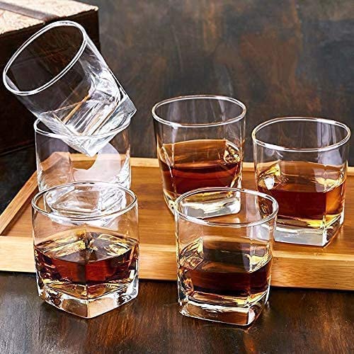 Shivaaro Crystal Clear Small Square Juice Water Glasses Welcome Drink with Beautiful Square Shape 150 ML Set of 6 - Image 1
