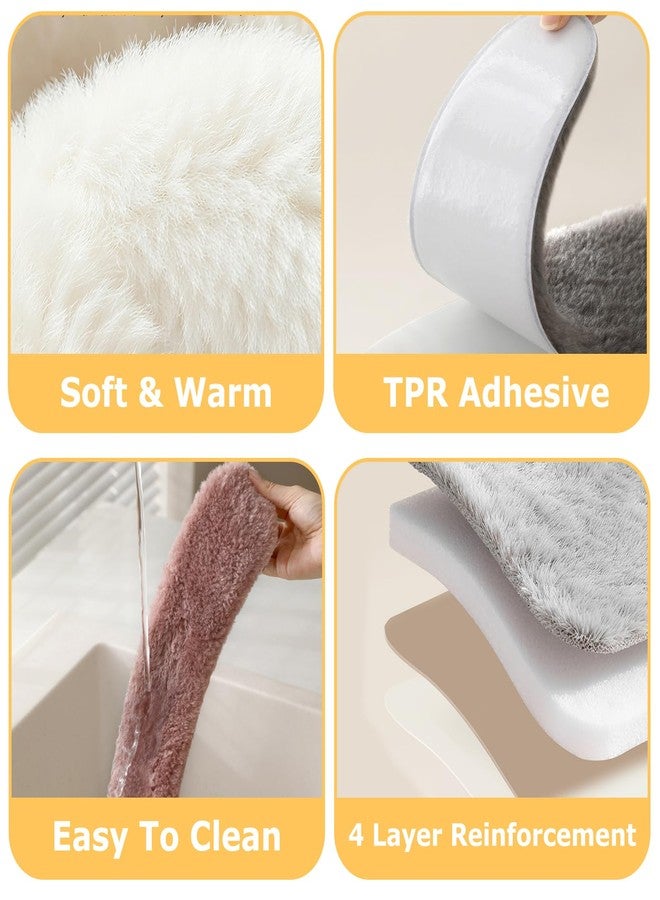Iensen Plush Toilet Seat Cover Pads - Washable Warm Cushion, Soft Bathroom Warmer Mat - Universal Self Adhesive Design (White) - Image 3