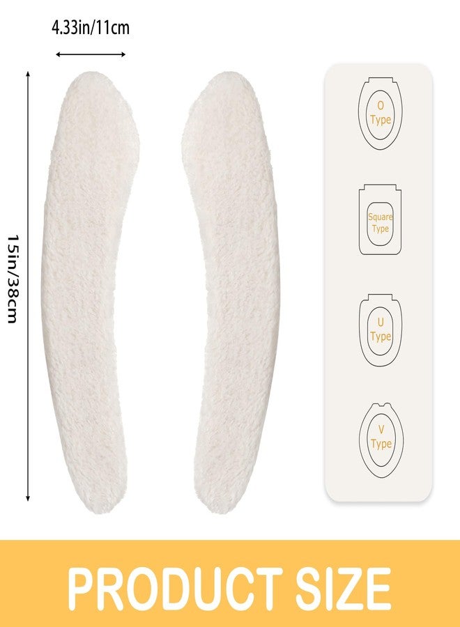 Iensen Plush Toilet Seat Cover Pads - Washable Warm Cushion, Soft Bathroom Warmer Mat - Universal Self Adhesive Design (White) - Image 2