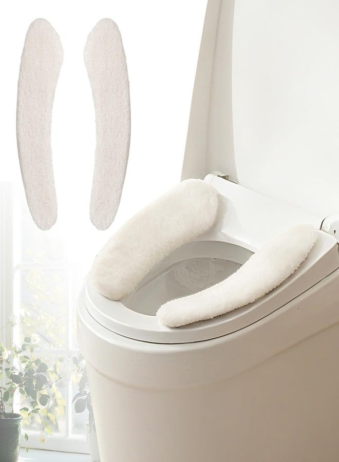 Iensen Plush Toilet Seat Cover Pads - Washable Warm Cushion, Soft Bathroom Warmer Mat - Universal Self Adhesive Design (White) - Image 1