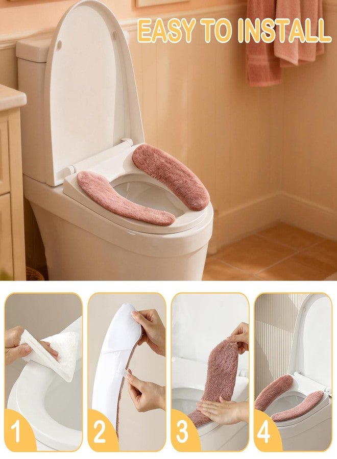 Iensen Plush Toilet Seat Cover Pads - Washable Warm Cushion, Soft Bathroom Warmer Mat - Universal Self Adhesive Design (White) - Image 4