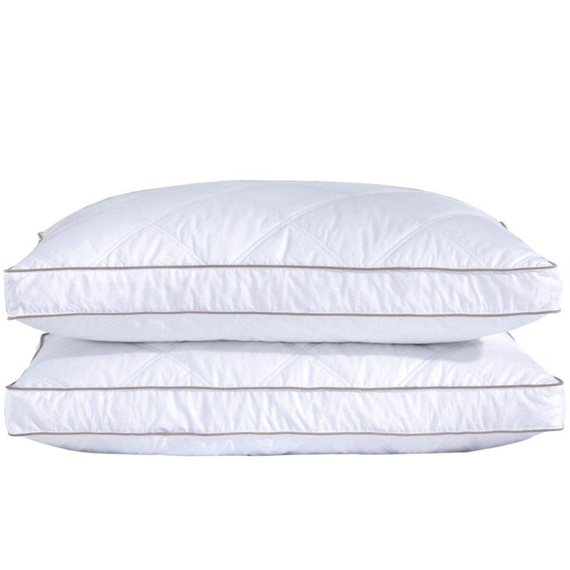 puredownÂ® Goose Feathers and Down Pillow for Sleeping Hotel Collection Bed Pillows, Gusseted, Standard/Queen, Set of 2 - Image 1