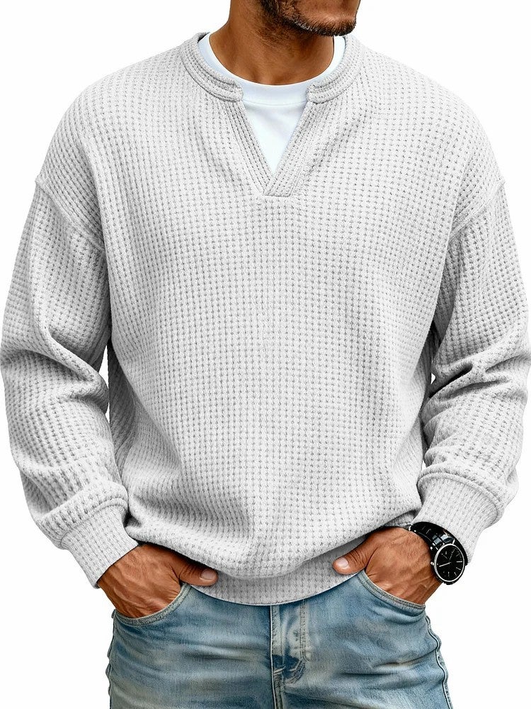 Men's Long Sleeve Waffle Knit Layered T-Shirt - Image 3