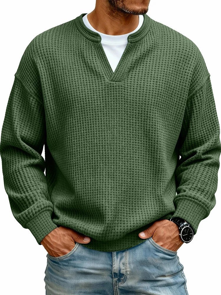 Men's Long Sleeve Waffle Knit Layered T-Shirt - Image 2