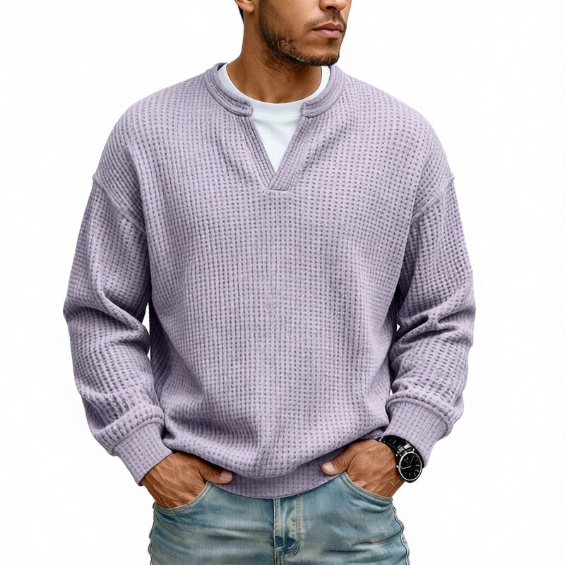 Men's Long Sleeve Waffle Knit Layered T-Shirt - Image 1