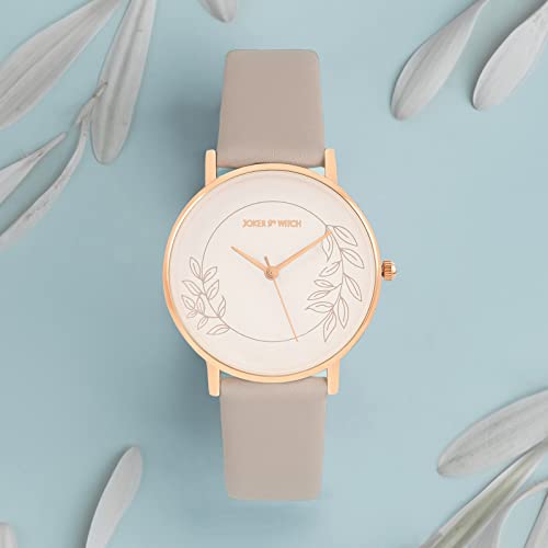 Joker & Witch Heather White Dial Beige Faux Leather Analogue Watch for Women - Image 5