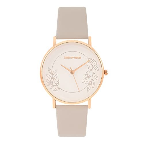 Joker & Witch Heather White Dial Beige Faux Leather Analogue Watch for Women - Image 1