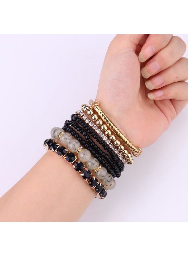 Milacolato 2-4 Sets Stackable Bracelets for Women Multilayer Beaded Bracelets Stretch Bangles Bohemian Style (4 set bracelets) - Image 5