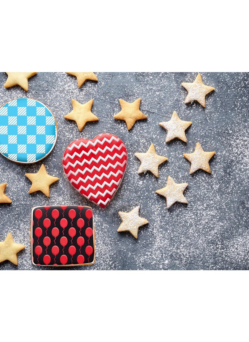 G GSS Designs GSS Designs Cookie Stencil 6 Pack, Food Safe Templates for Decorating & Baking, Chevron, Buffalo Check Plaid, Fish Scale, Balloons, Blocks, Ruler(SL-069)  - Image 3