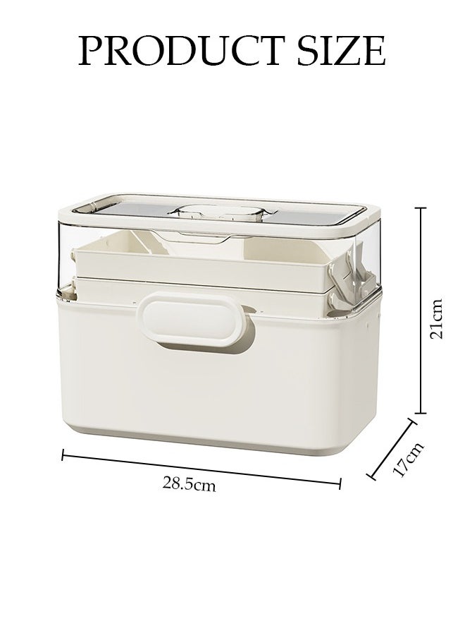 DUNISO - Medicine Box Plastic Medicine Storage Box Family Emergency Kit Medical Kit 3 Layers Home First Aid Box Child Proof Medicine Box Organizer Pill Case with Compartments and Handle - Image 1
