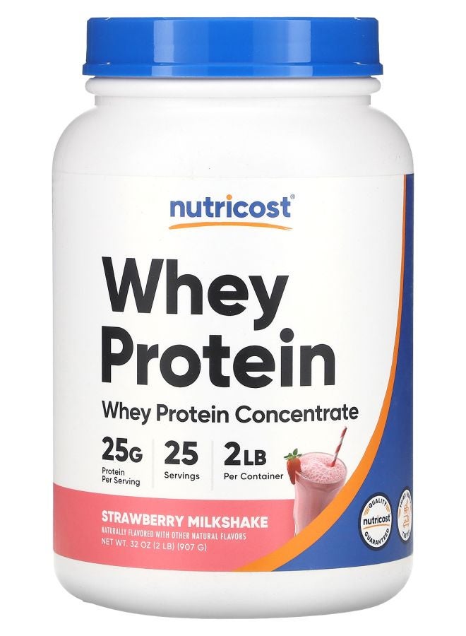 Nutricost Whey Protein Concentrate Strawberry Milkshake 2 lb (907 g) - Image 1