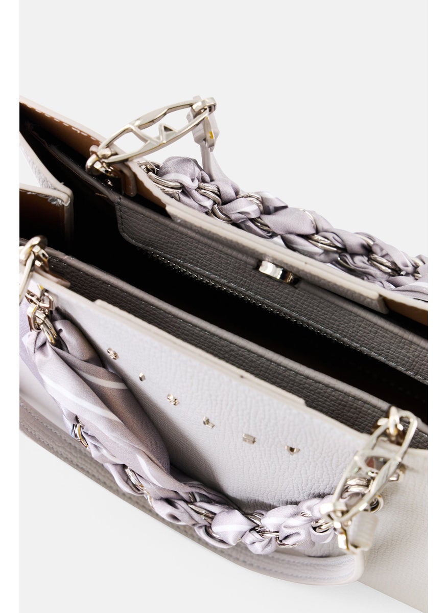 SISLEY Women Brand Logo Shoulder Bag, Grey  - Image 3