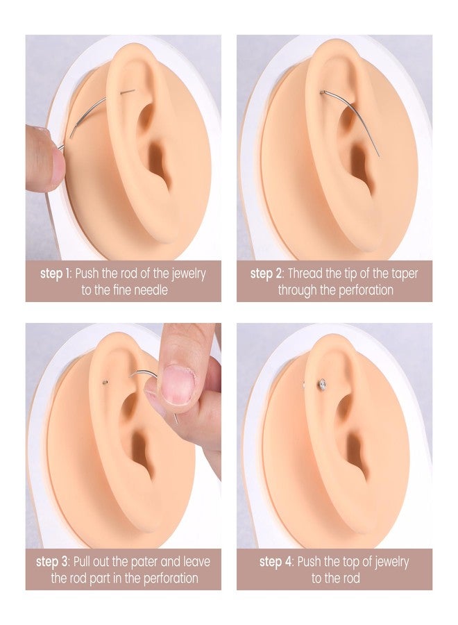 QWALIT أداة تغيير مجوهرات ثقب الأذن QWALIT بدون خيط، أداة إدخال خيط داخلي لثقب الأذن، أداة وضع خيط، أدوات وضع الذهب للأقراط ذات الظهر المسطح، دبوس إدخال أقراط الأنف والشفاه 20 غرام 16 غرام - Image 4