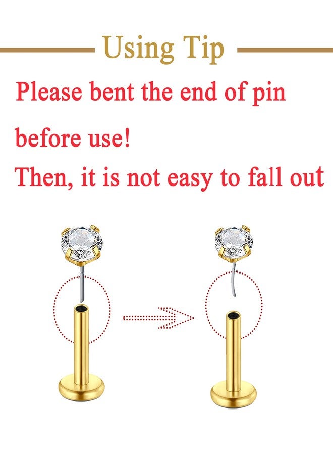 QWALIT أداة تغيير مجوهرات ثقب الأذن QWALIT بدون خيط، أداة إدخال خيط داخلي لثقب الأذن، أداة وضع خيط، أدوات وضع الذهب للأقراط ذات الظهر المسطح، دبوس إدخال أقراط الأنف والشفاه 20 غرام 16 غرام - Image 5