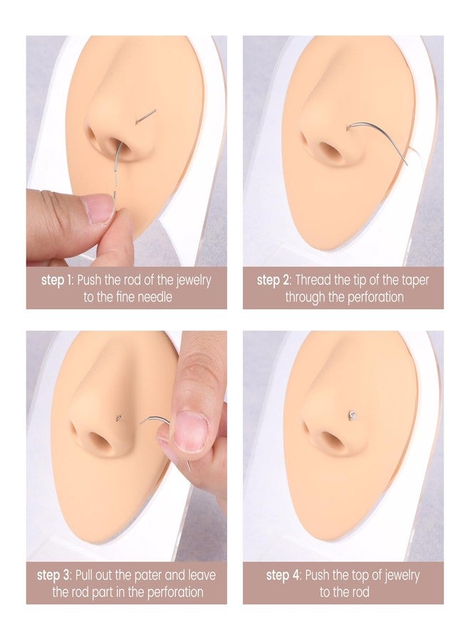 QWALIT أداة تغيير مجوهرات ثقب الأذن QWALIT بدون خيط، أداة إدخال خيط داخلي لثقب الأذن، أداة وضع خيط، أدوات وضع الذهب للأقراط ذات الظهر المسطح، دبوس إدخال أقراط الأنف والشفاه 20 غرام 16 غرام - Image 3