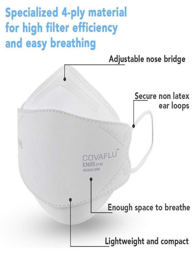 Covaflu KN95 Face Mask, Pack of 10 Masks, Cup Shaped KN95, 5 Layers Protection, Comfortable Fit, for Men and Women (White) - Image 3