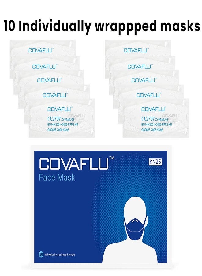 Covaflu KN95 Face Mask, Pack of 10 Masks, Cup Shaped KN95, 5 Layers Protection, Comfortable Fit, for Men and Women (White) - Image 2