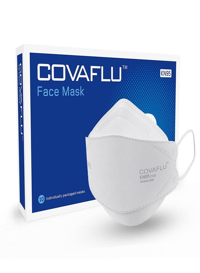 Covaflu KN95 Face Mask, Pack of 10 Masks, Cup Shaped KN95, 5 Layers Protection, Comfortable Fit, for Men and Women (White) - Image 1