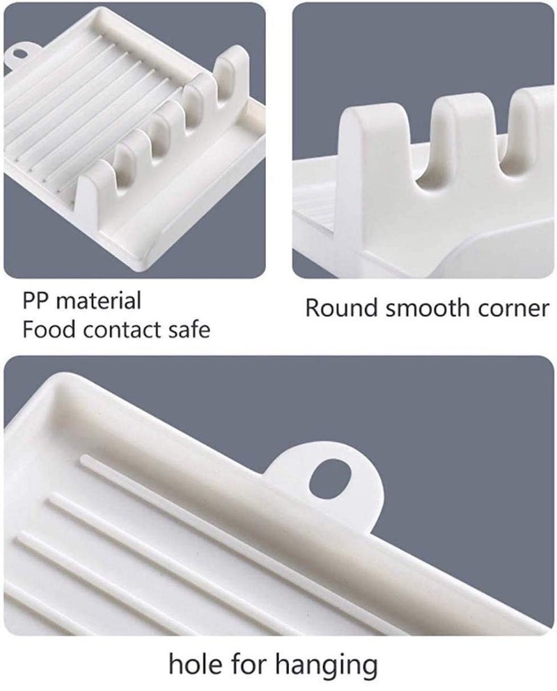 BeFunky Utensil Rest for Stove Top, Spatula/Tongs/Spoon Rest with Drip Pad & Pot Stand, Multifunction Kitchen Spatula Rack with Lid Holder (White) - Image 5
