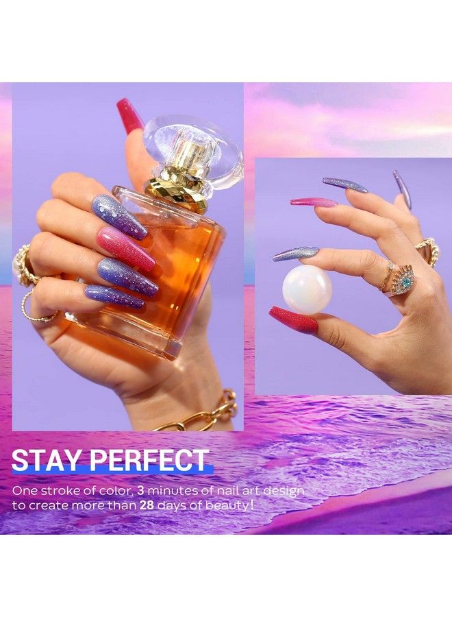 MEFA Color Changing Gel Nail Polish Set Temperature Mood Changing Pink Blue Orange Purple With Glitter Ombre Nail Art Soak Off Long Lasting Manicure 6 Colors Starter Kit Holiday Gift - Image 5