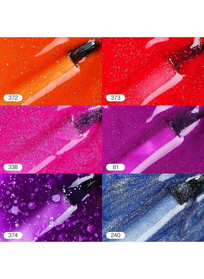 MEFA Color Changing Gel Nail Polish Set Temperature Mood Changing Pink Blue Orange Purple With Glitter Ombre Nail Art Soak Off Long Lasting Manicure 6 Colors Starter Kit Holiday Gift - Image 3