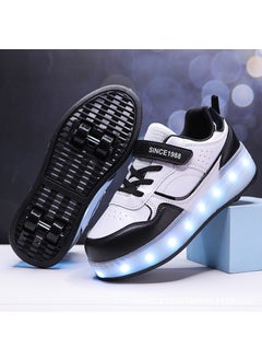 Generic Kids LED Light-Up Skates 2023 Glowing Dual Wheels 2988 black [four wheels] 