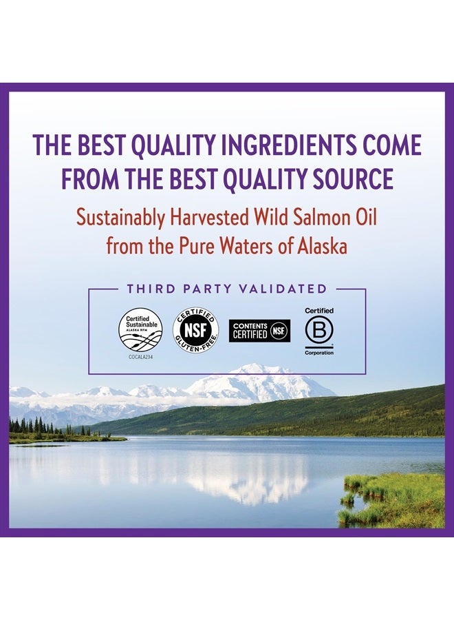 Wholemega Fish Oil Supplement - Wild Alaskan Salmon Oil with Omega-3 + Vitamin D3 + Astaxanthin + Sustainably Caught - 120 ct, 1000mg Softgels