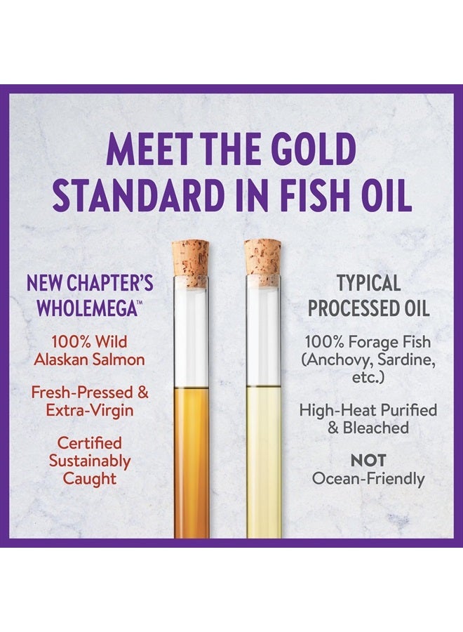 Wholemega Fish Oil Supplement - Wild Alaskan Salmon Oil with Omega-3 + Vitamin D3 + Astaxanthin + Sustainably Caught - 120 ct, 1000mg Softgels