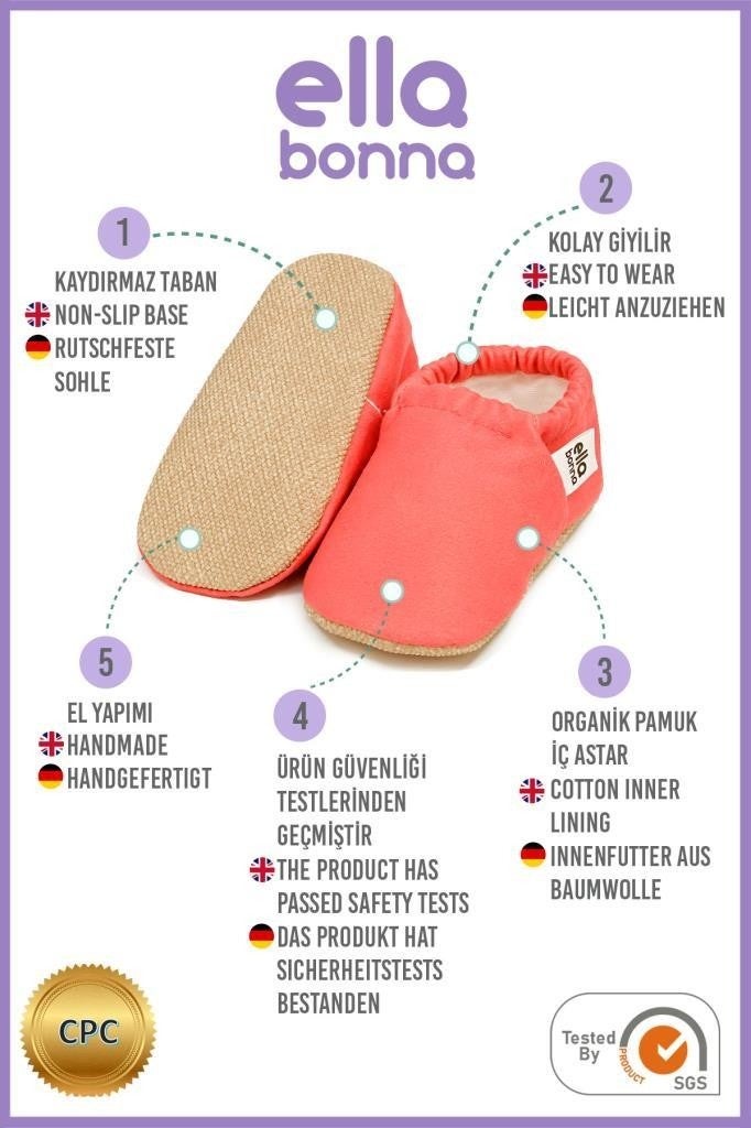 Ella Bonna Patterned Baby Booties, Non-Slip Sole, Home Nursery Shoes Slippers, Pink  - Image 3