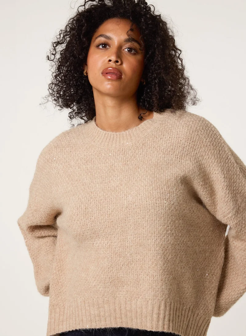 Blue Vanilla Round Neck Sequin Detailed Jumper