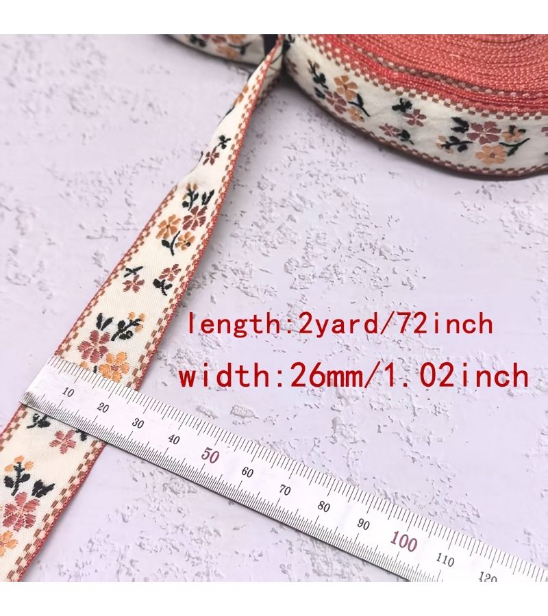 DIY Creative Floral Embroidery Ribbon 2 Yards Per Piece 1.02 Inch Width White Ethnic Weave Design for Crafts Fashion Clothing Bow Ties Bags Shoes Home Decor - Image 3