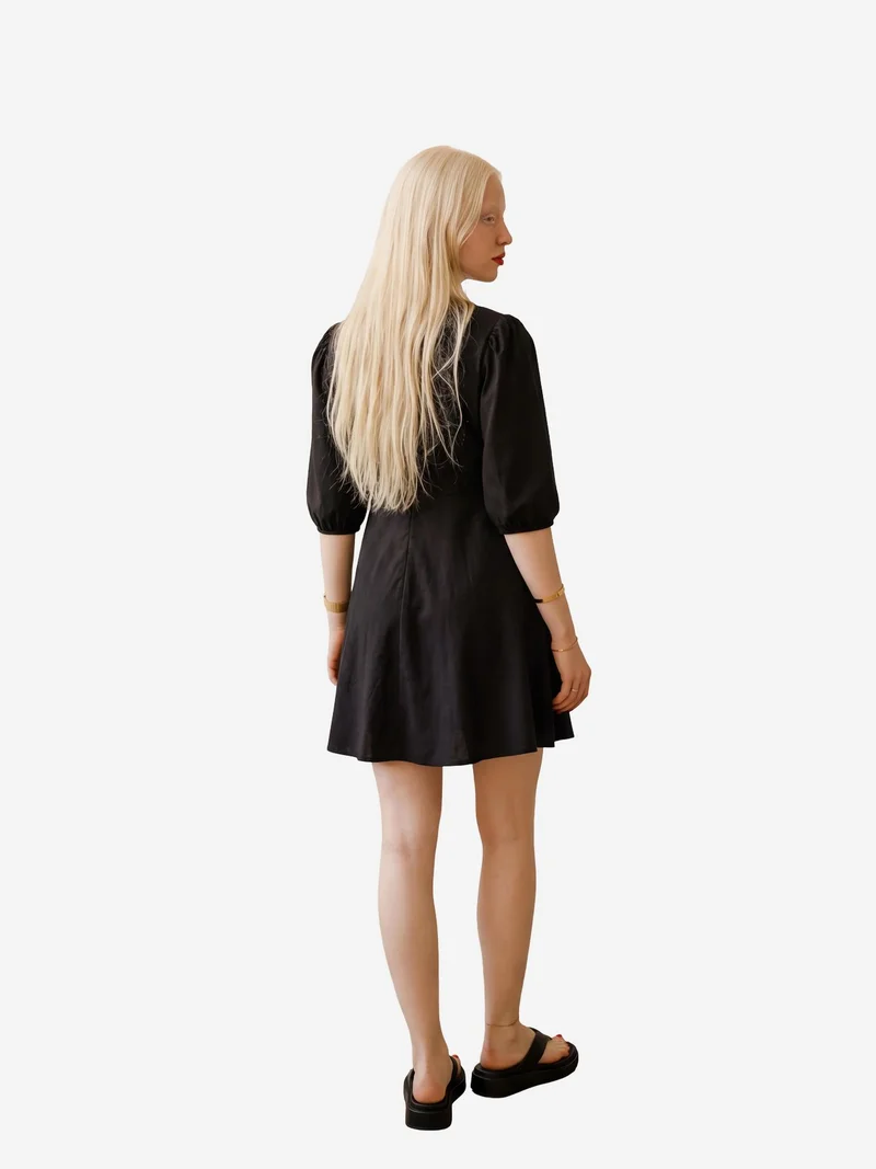 My Fashion Black MY FASHION V-neck Mini Dress with Bow Detail for Women | Best Price UAE
