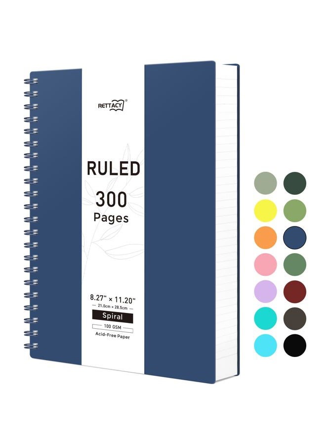 RETTACY Pocket Notebook, A6 Mini Spiral Notebook, Small Lined Notebook Journal with 160 Pages, Notebooks for Work, School, Writing, 100 GSM Acid-Free Paper, Twin-Wire Binding, 4.5" × 5.7" (Navy Blue) - Image 1