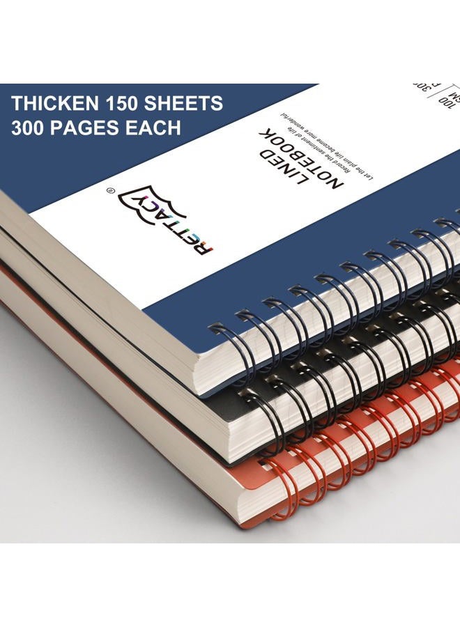 RETTACY Pocket Notebook, A6 Mini Spiral Notebook, Small Lined Notebook Journal with 160 Pages, Notebooks for Work, School, Writing, 100 GSM Acid-Free Paper, Twin-Wire Binding, 4.5" × 5.7" (Navy Blue) - Image 2